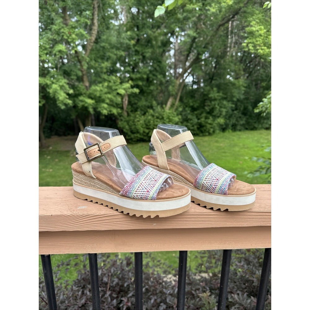 TOMS Diana Platform Espadrille Wedge  Womens Multicolored Casual Sandals Sz 8.5‎
